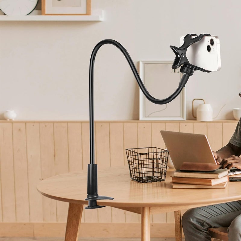 Ltheifaa Cell Phone Clip Bed Stand Holder,Lazy Bracket Mount Clamp for Desk Flexible Long Arm Phones Stand Bed Gooseneck Mount,Cell Phone Holder 360 Adjustable Clamp Lazy Bracket for All 4-7” Devices - Image 3